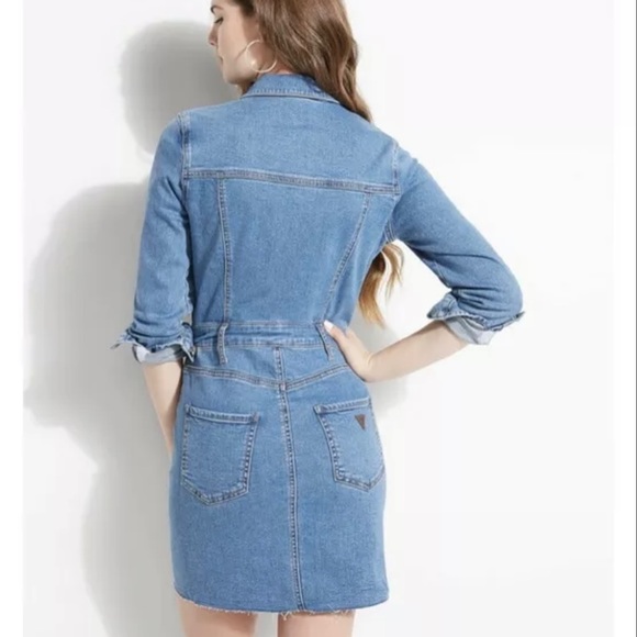NWT Guess Blue space wash long sleeve denium dress sz SM - Picture 2 of 13